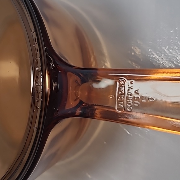 #(5)Corningware vision cookware amber glass pot and ild  1L  used  USA - Picture 4 of 7